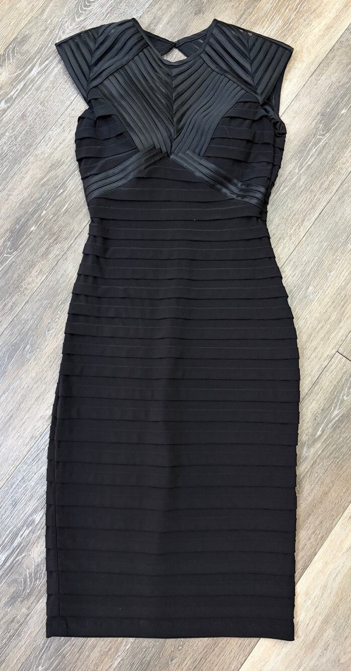 Betsy & Adam Black Sheath Dress Size 2 Mesh Panel Cocktail Formal